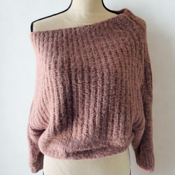Lulus Mauve Ribbed Off-Shoulder Sweater - Cozy Fall Knit S/M 🩷 - Picture 2 of 4